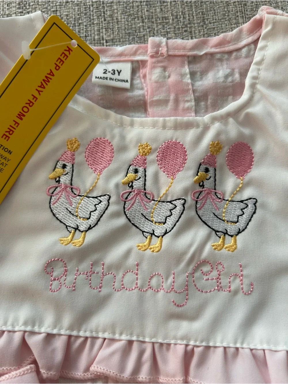 NWT Pink Embroidered Seersucker Dress w “Birthday Girl”. Size 2/3
